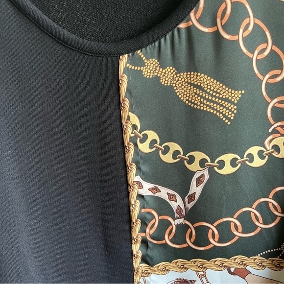 Zara Womens Black Red Colorblock Contrasting Chain Print Terry Pullover Size S - Picture 5 of 7